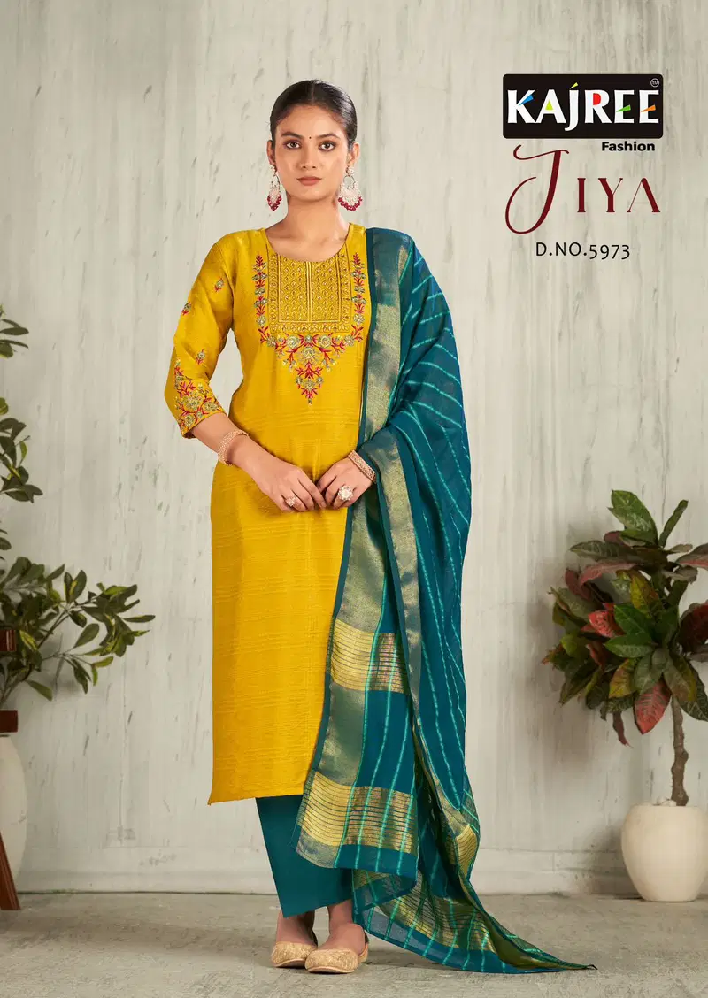 Jiya By Kajree Viscose Embroidery Kurti With Bottom Dupatta Orders In India